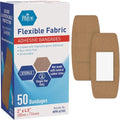 MED PRIDE Hypoallergenic Fabric Adhesive Bandages - Sterile, Latex-Free, Flexible & Breathable (2” x 4.5'' - 50 Count)