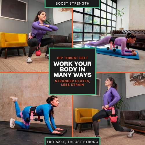 MINGLE Hip Thrust Belt for Dumbbells Heavy & 3 Fabric Resistance Bands for Legs, Hip Thrust Band & Exercise Bands Resistance Set, Booty Sprout with Cloth Resistance Bands for Working Out.