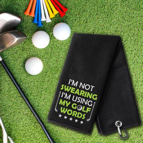 PIUFAM Embroidered Golf Towel, I'm Not Swearing I'm Using My Golf Words Funny Golf Towel, Golf Accessories for Men, Golfs Gift for Men, Gift for Dad Grandpa Birthday Gifts for Christmas Thanksgiving