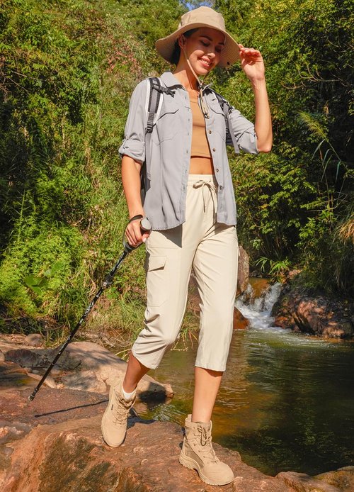 Libin Women's Capri Pants - Quick Dry, Water-Resistant Cargo Capris for Travel & Hiking | Summer Style