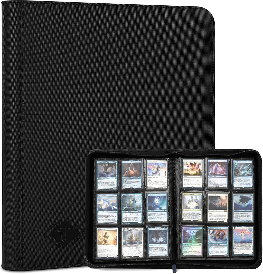 TiopLior Zip MTG Card Binder - 432 Side Loading Pockets for TCG & Sports Cards - Black