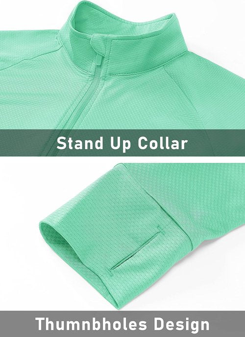 MAGCOMSEN Women's Lightweight Athletic Jacket - UPF 50+ Sun Protection, Full Zip, Long Sleeve, Hiking, Outdoor Pockets
