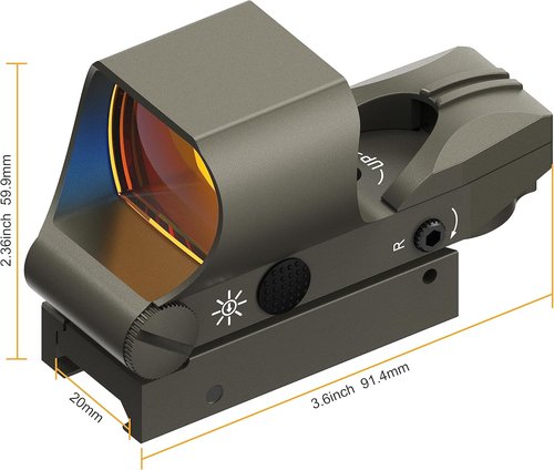 Feyachi Reflex Sight - Multiple Reticle Red Dot Sight with Picatinny Rail Mount | Absolute Co-Witness