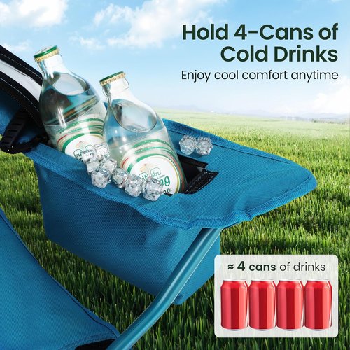 High Point Sports Portable Camping Chair - Lightweight Folding Lawn Chair for Adults | Supports 350 lbs, Blue - 2 Pack
