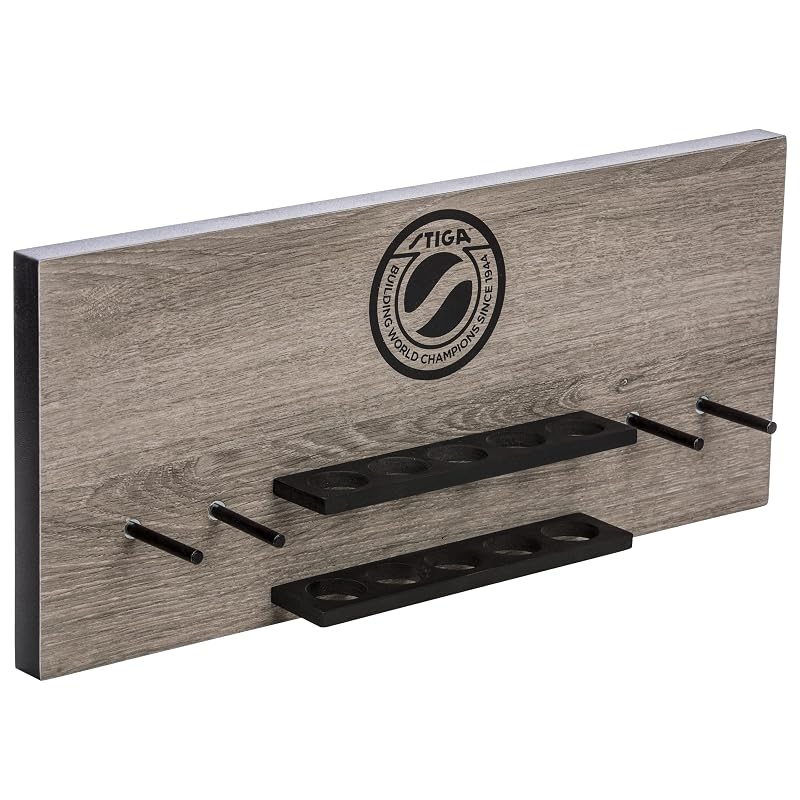 STIGA Ping Pong Wall Rack Storage – Holds 6 Paddles & 10 Balls, Brown