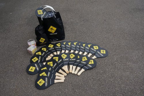 Street Racket 24 Player Racket Set - The Most Versatile, Fun and Easy Racket Game for in- and Outdoors - Free APP Included, Black/Yellow