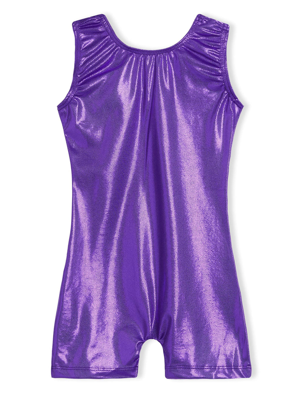 Domusgo Leotard for Girls Gymnastics Size 6-7 Years Old One Piece Solid Purple Biketard with Shorts