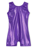 Domusgo Leotard for Girls Gymnastics Size 6-7 Years Old One Piece Solid Purple Biketard with Shorts