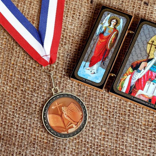 Libima 12 Pcs Religious Award Medals - Cross Medals with Neck Ribbons for Kids' Trophy Gifts