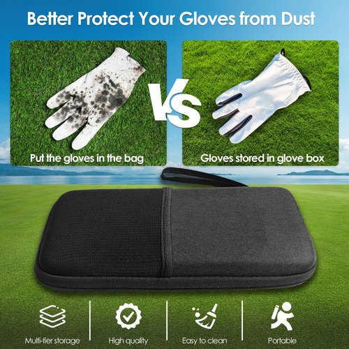 Golf Glove Holder Case, Golf Bag Organizer Hard Protective Case with Glove Shaper ,Pocket & Slots Store Golf Accessories and Personal Items Multifunctional Storage Golf Bag Gift for Men Women Golfers