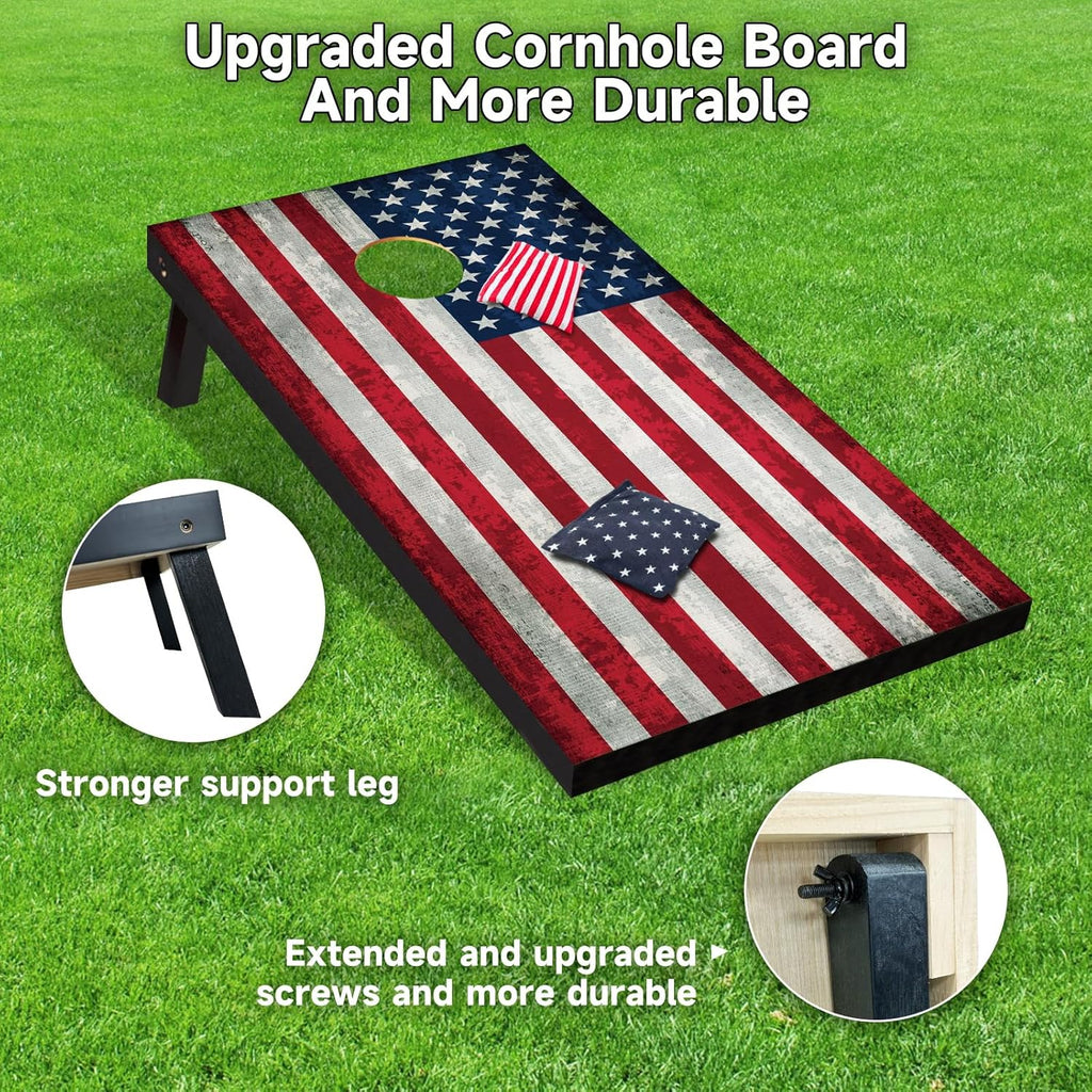 Skiennix Cornhole Board Set - Regulation 4x2 Size with Carrying Bags & 8 Bean Bags | Perfect for Outdoor Family Fun