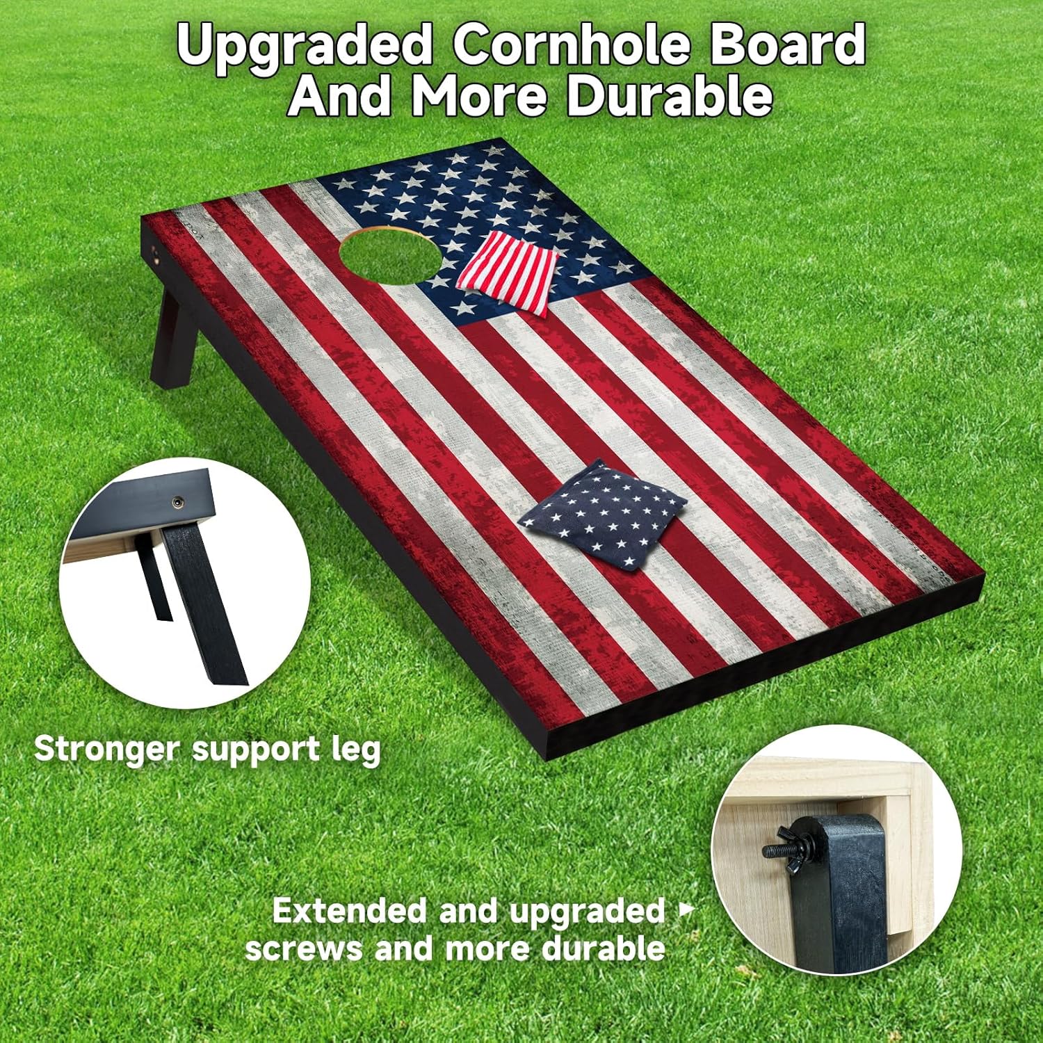 Skiennix Cornhole Board Set - Regulation 4x2 Size with Carrying Bags & 8 Bean Bags | Perfect for Outdoor Family Fun