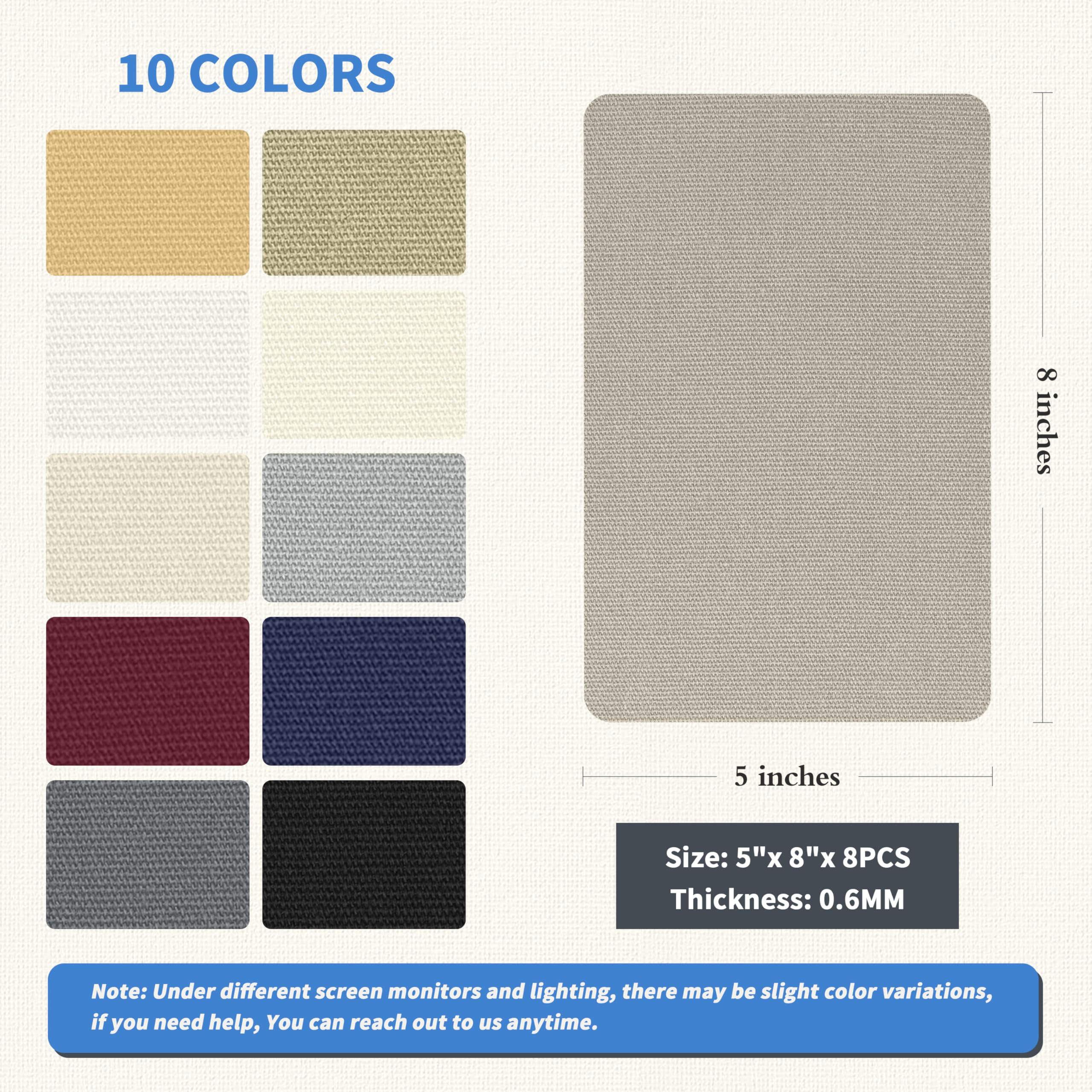 KING MOUNTAIN Canvas Repair Patch 5×8 Inch 8 Pcs Self-Adhesive Waterproof Fabric Patch for Sofas, Tents, Furniture,Tote Bags, Car Seats (Grey2.0)