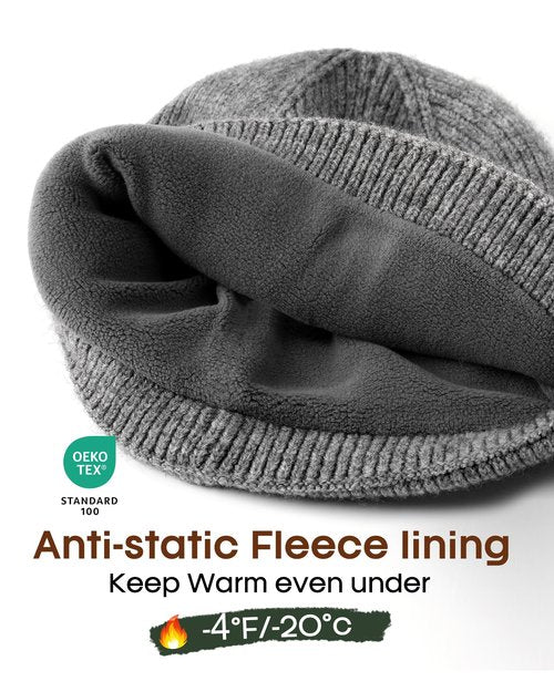 FURTALK Winter Hats for Men Women Fleece Lined Beanie Warm Knitted Outdoor Skull Cap 2 pcs
