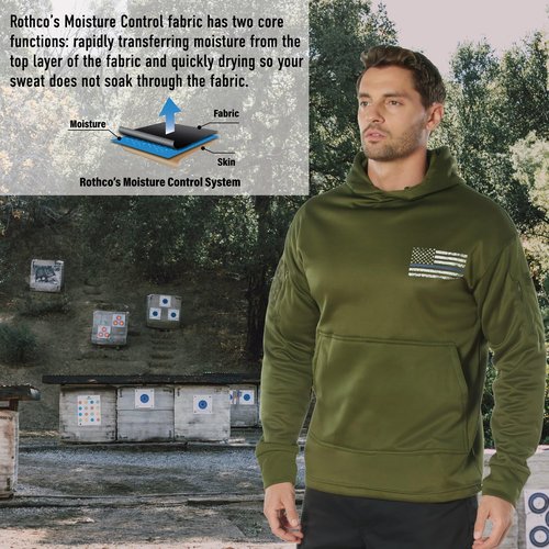 Rothco Conceal-Ops Thin Blue Line Hoodie – Tactical Hooded Sweatshirt with Distressed American Flag Graphics (US, Alpha, XX-Large, Regular, Regular, Black)