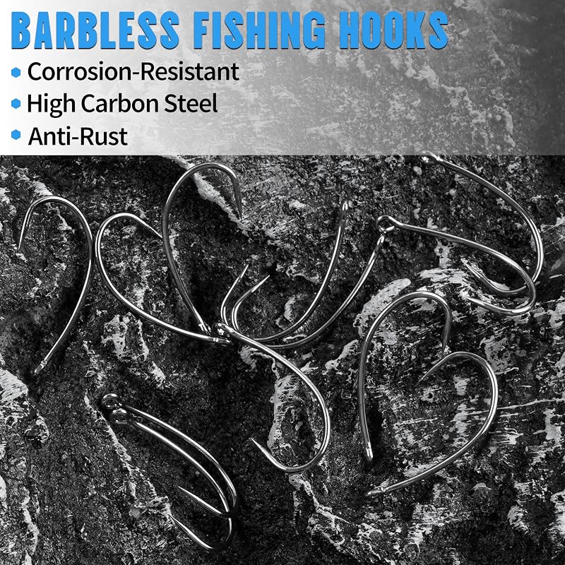 Barbless Fishing Hooks 150pcs – Carp, Trout, Circle Curve Shank Tying Hooks