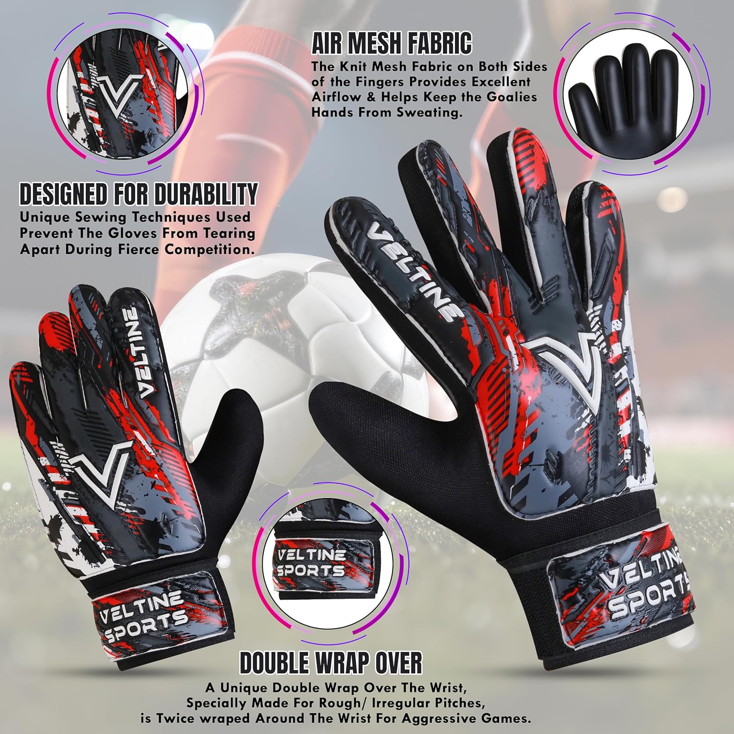 Regine Switzerland Soccer Goalie Gloves - Youth & Adult Football Goalkeeper Gloves with Double Wrist Protection & 4mm Anti-Slip Latex Palm