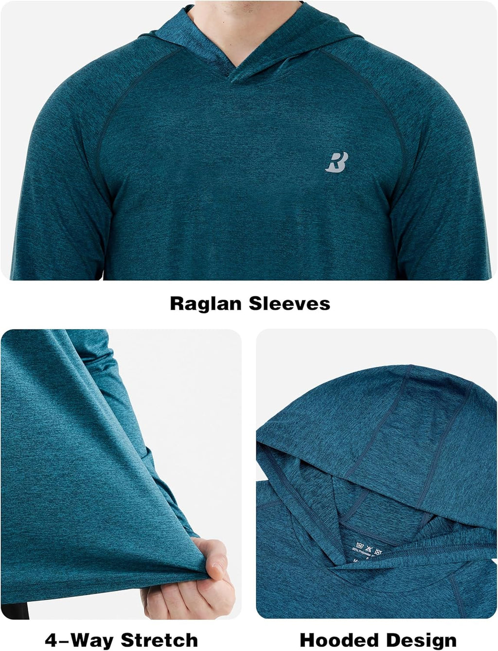 Roadbox Men's Fishing Shirt - UPF 50+ Long Sleeve UV Protection Hoodie | Quick-Dry Swim Rash Guard