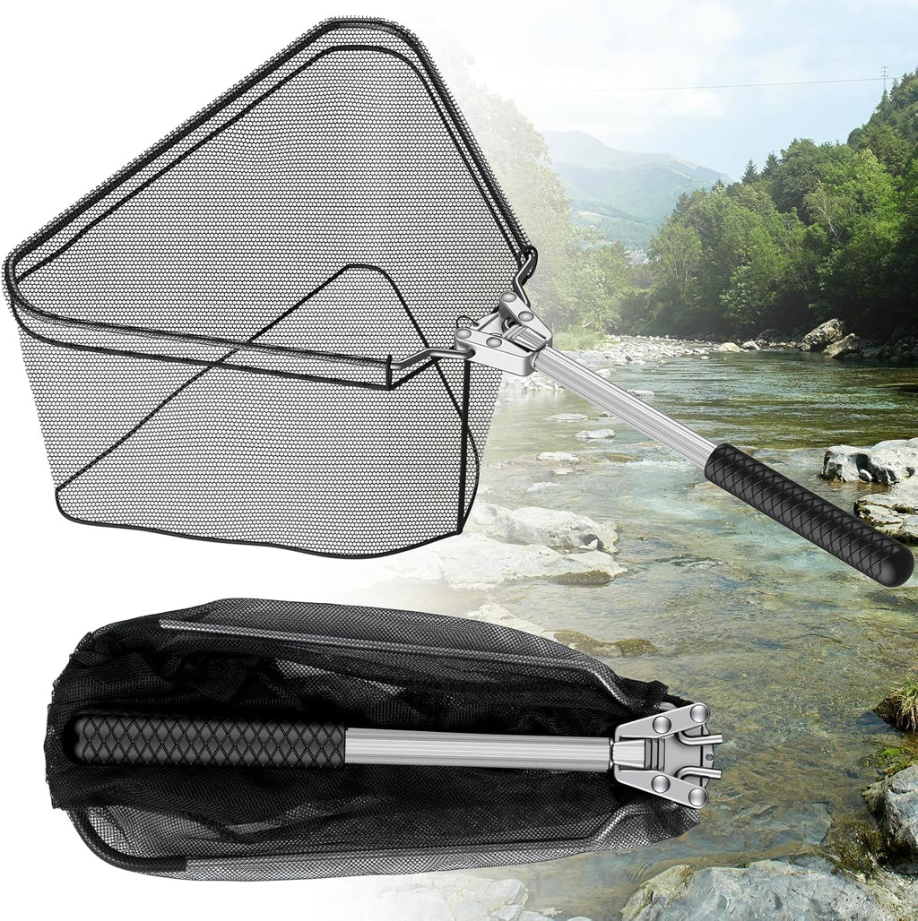 Pawfly Fishing Net - Collapsible Aluminum Handle & Durable Nylon Mesh | Portable for Freshwater & Saltwater