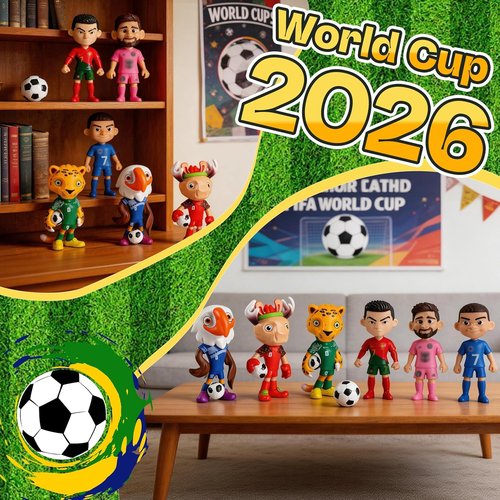 2026 World Cup Collectible Figure Set by [Brand Name] - 6 PCS PVC Star Players & Mascots | 4 Inch Souvenir Gift