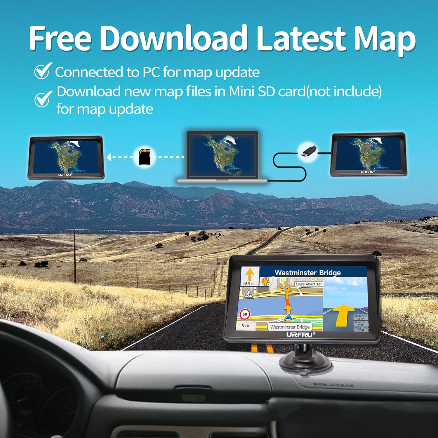 Skiennix 7-Inch GPS Navigator - HD Touchscreen, Offline Maps, Voice Guidance & Lifetime Updates