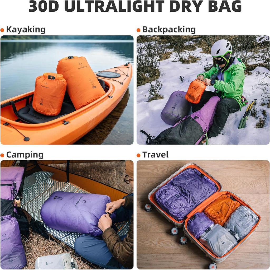 Thous Winds Waterproof Dry Bag - 12L Lightweight Roll Top Storage Sack for Travel & Outdoor Adventures