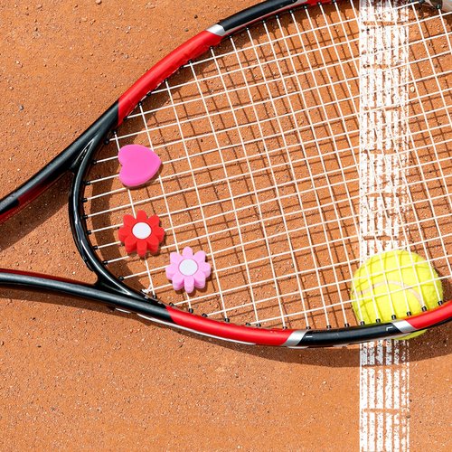InnoHHustle 8pcs Tennis Vibration Dampener, Tennis Racket Shock Absorbers, Flower and Heart-Shaped Silicone Dampener Tool for Tennis Racquet String Dampener Cute Tennis Supplies（Mixed Colors）