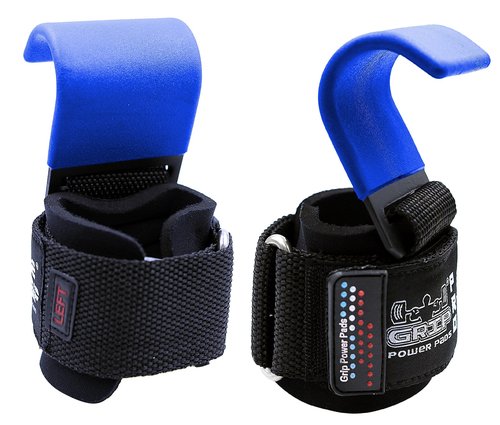 Heavy Duty PRO Metal Lifting Steel Hooks Double Stitching Non-Slip Resistant Coating Neoprene Padded Power WeightLifting Training Set of 2 600LB Pull Rating