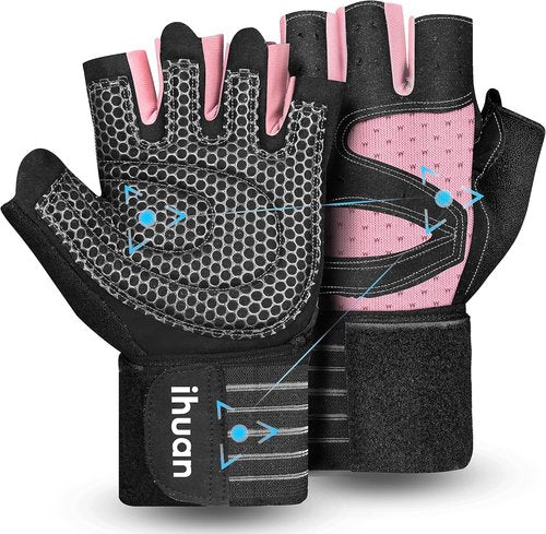 Ihuan Ventilated Weight Lifting Gloves - Full Palm Protection & Wrist Wrap Support | Unisex Fitness Gear
