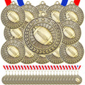 Remuuly 60 Pcs Gold Award Medals 2 Inch Soccer Baseball Volleyball Football Cheer Trophy Medals Metal Awards Bulk with Neck Ribbons Trophy Prize Gifts for Sports Competitions(Football)