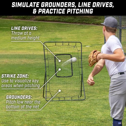 GoSports Pitching & Fielding Rebounder | Durable Pitch Back Net - Multiple Sizes Available