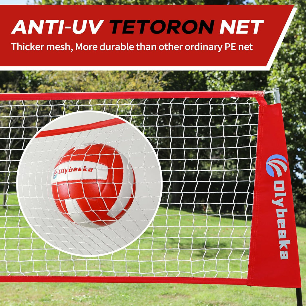 Portable Volleyball Net - 5-Height Adjustable Backyard Set with Widened Base & Carry Bag | 12ft/14ft