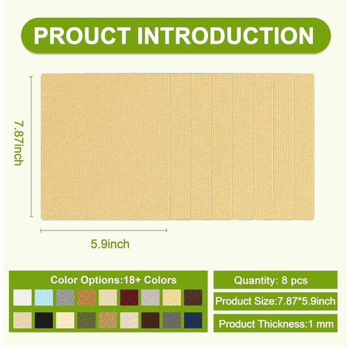 Besezx Canvas Repair Patch - Waterproof Self-Adhesive Fabric Tape | 8PCS, 7.87x5.9 Inches, Beige Yellow