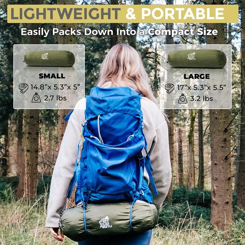 Miztli Camping Hammock -Portable Hammock w/Spacious Net & Tree Straps w/Adjustable Loops, Double and Single Hammock for Outdoor, Indoor, Hiking and Travel