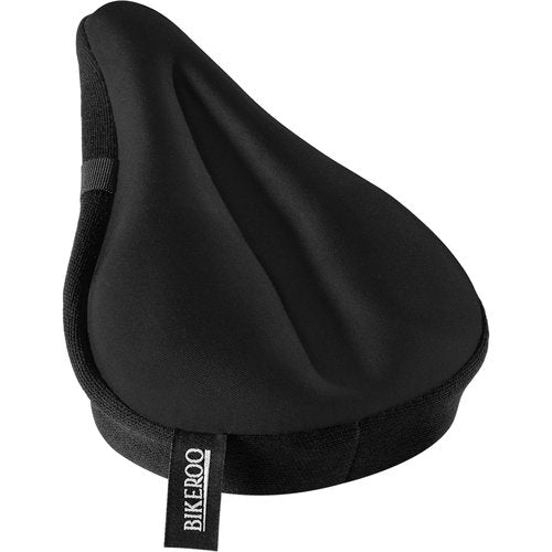 Bikeroo Comfort Bike Seat Cushion - Black Narrow Padded Gel Cover for Exercise, Mountain & Road Bikes, Universal Fit for Peloton & Stationary Bikes