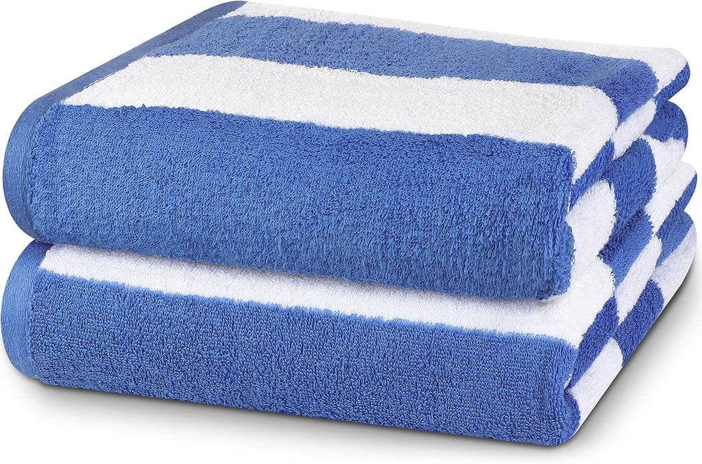 Utopia Towels Jumbo Beach Towel - 100% Ring-Spun Cotton, 600 GSM, Super Soft & Quick-Dry | Blue & Beige, 35x70 Inches