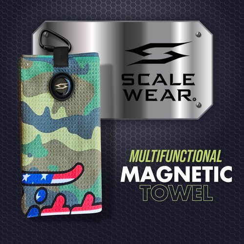 Scale Wear Design Funny Titties Golf Towel Gift - Premium Waffle Microfiber Ball Marker Cart Bag Carabiner Clip Holder Accessories Men Birthday Dad Hat Black White (Camo RWB TT-42)