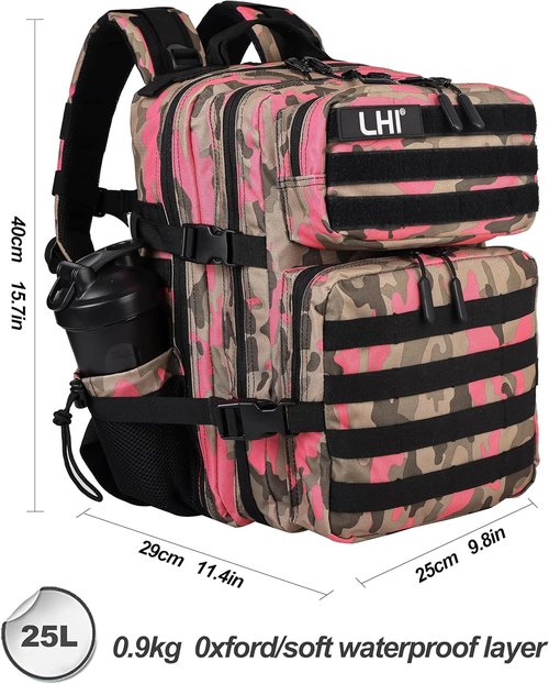 LHI Tactical Military Backpack - Versatile 25L/35L Assault Pack with Bottle Holder for Men & Women