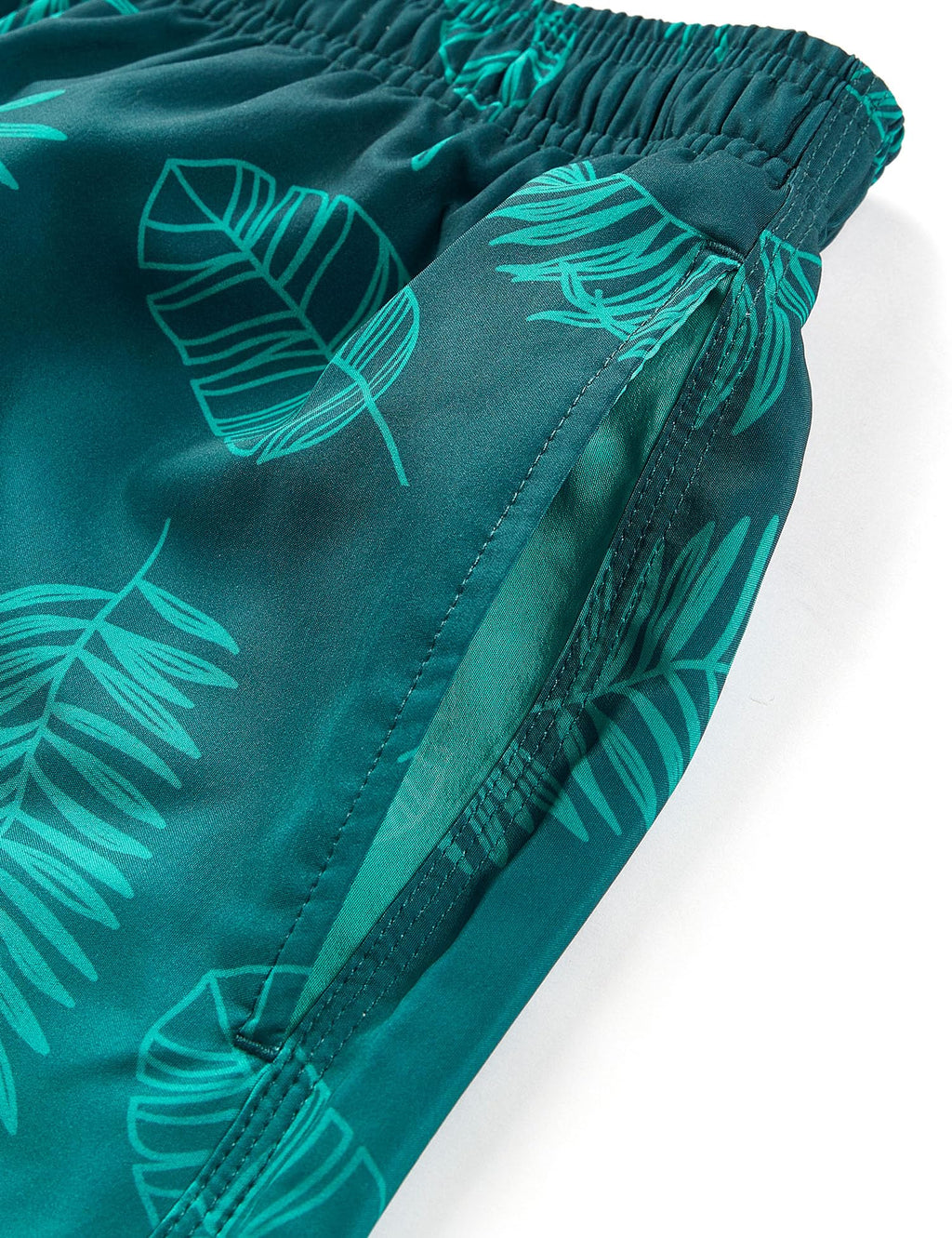 ELETOP Men's Swim Trunks Quick Dry Bathing Suit Swimming Board Shorts Mesh Lining Beach Swimwear Leaf Gradient Green 3XL