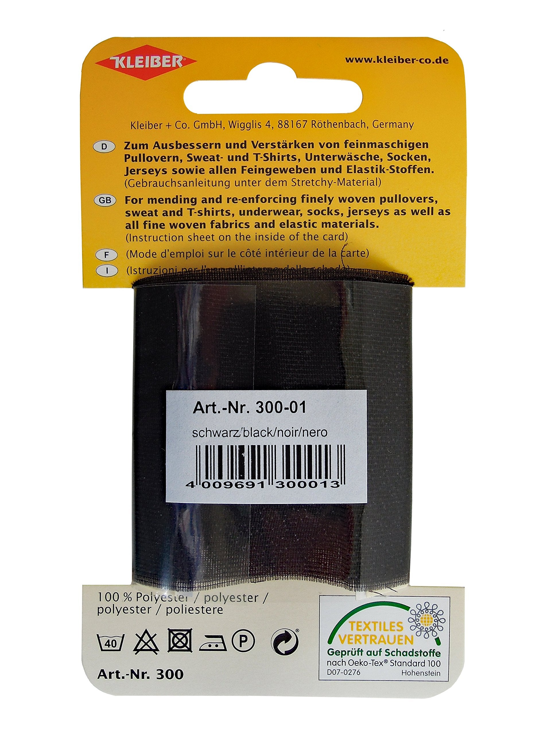 Kleiber Iron On Elasticated Clothing Repair Tape, 40cm x 6cm, Black