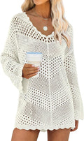 ANRABESS Swimsuit Cover-Up for Women - Crochet V-Neck Mesh Knit Dress | Summer Beach Vacation Wear