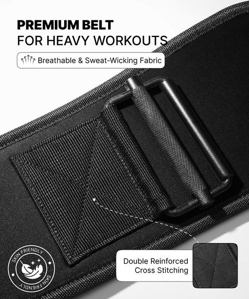 DMoose Strength Olympics squat belts for men and Women - 6 Inch Auto-Lock Weight Lifting Back Support, Workout Back Support for Lifting, Fitness - Black Large