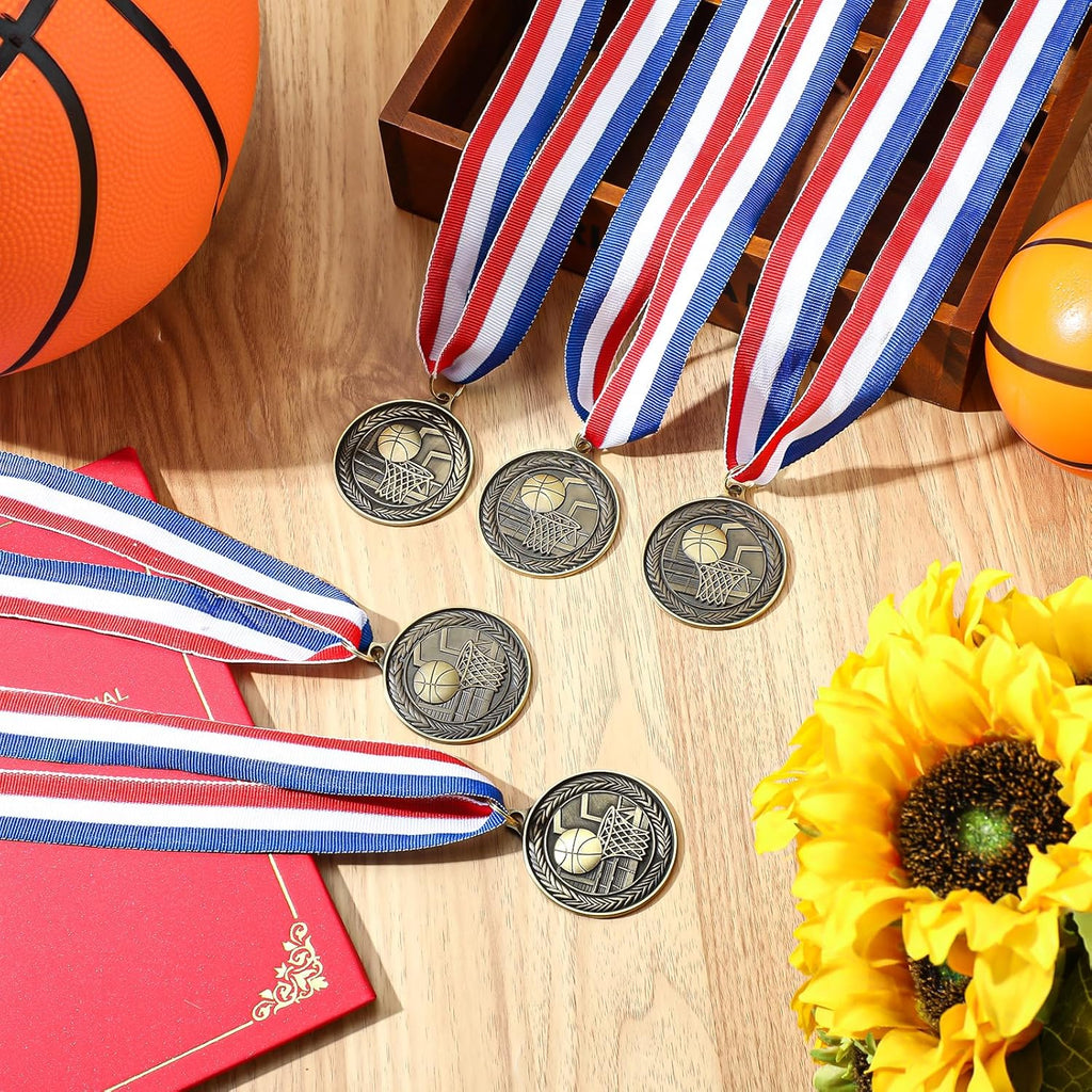 Regine Switzerland Award Medals - Bulk Set of 12/24/36 Gold, Silver & Bronze Trophies with Neck Ribbons for Sports Competitions