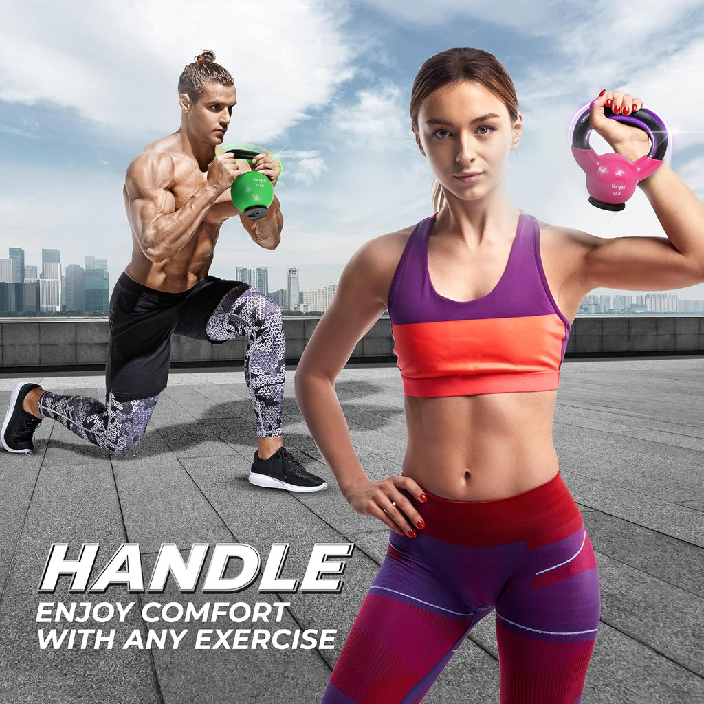 Yes4All Kettlebell Set - Rubber Base Strength Training Weights for Women (10-65 lbs)
