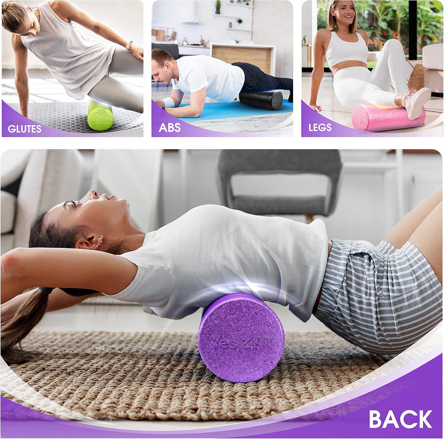 Yes4All High-Density EPP Foam Roller - Ideal for Yoga, Pilates & Stretching | 12, 18, 24, 36 Inch Sizes