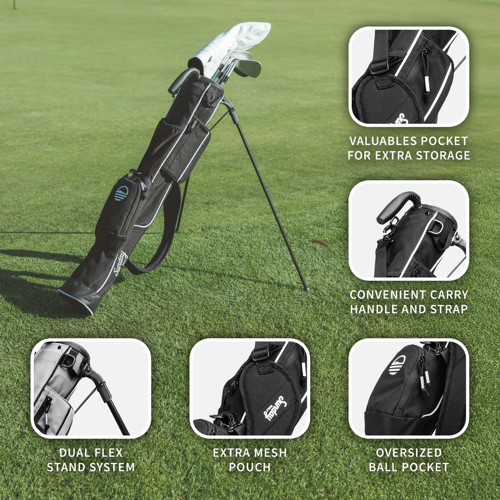 The Original Lightweight Sunday Golf Bag with Stand – Easy to Carry, Durable Pitch & Putt Bag for Driving Range, Par 3 & Executive Courses