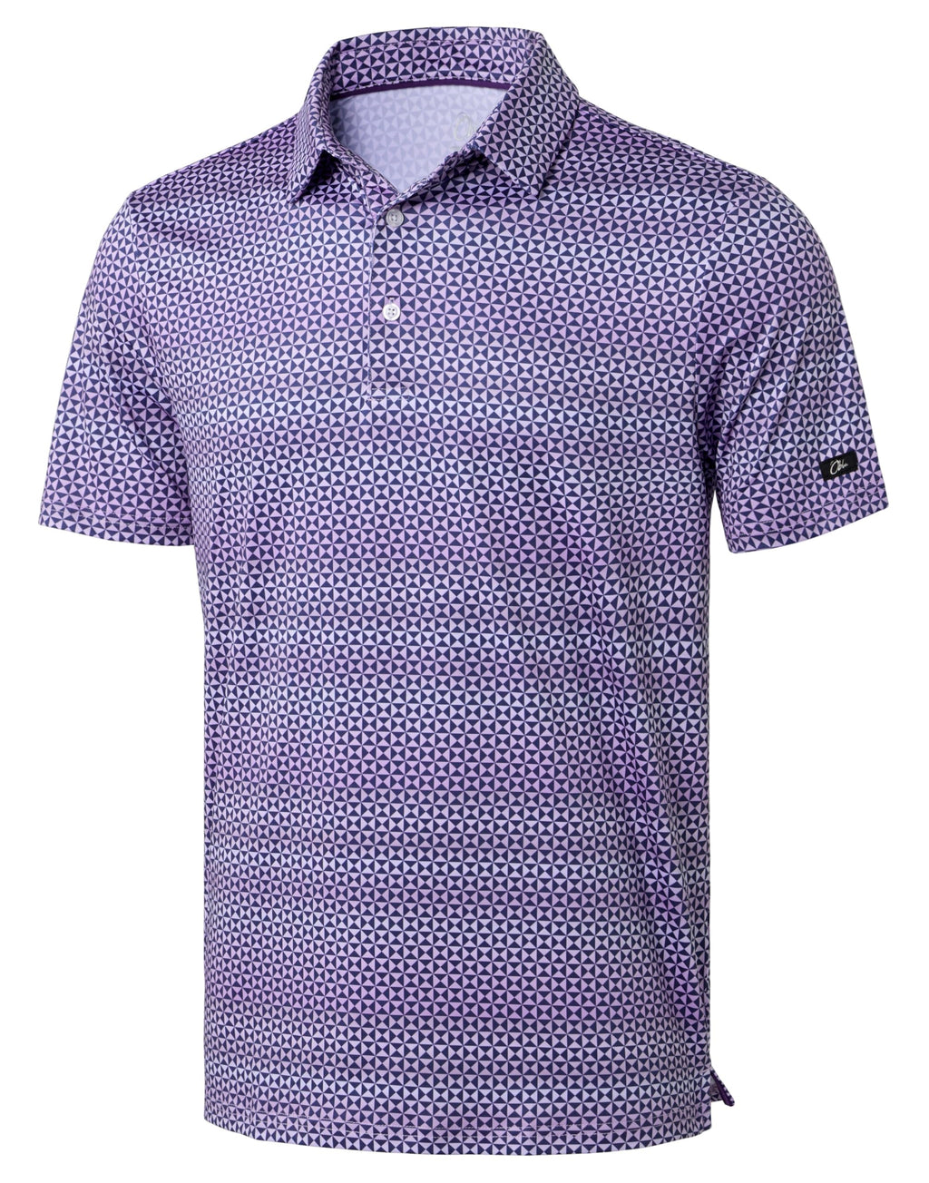Obla Mens Golf Polo Shirts Short Sleeve Dry Fit Performance Moisture Wicking Casual Print Collared Golf Shirts for Men(Purple Square_XXL)