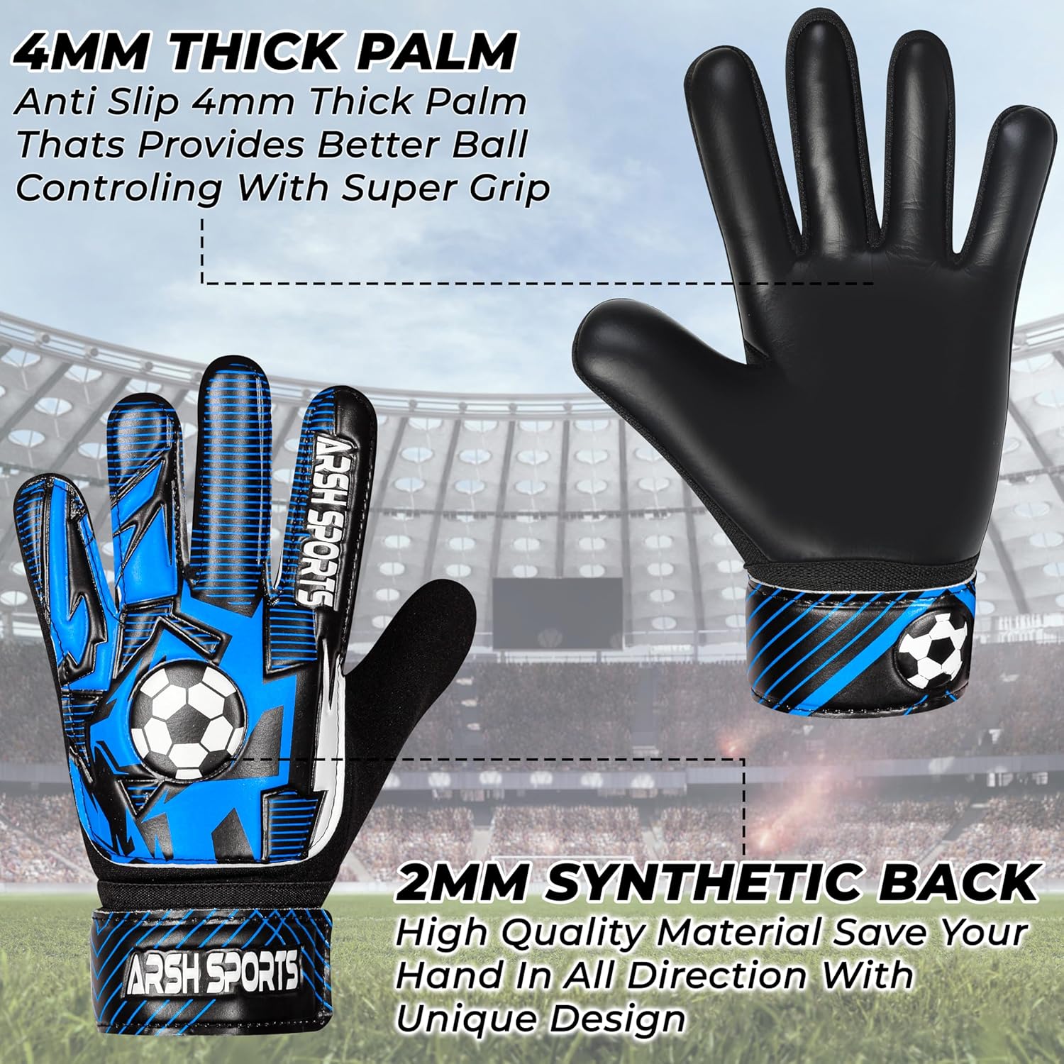Skiennix Soccer Goalie Gloves - Youth Goalkeeper Gloves with 4MM Latex Palm & Anti-Slip Design | Double Wrist Protection