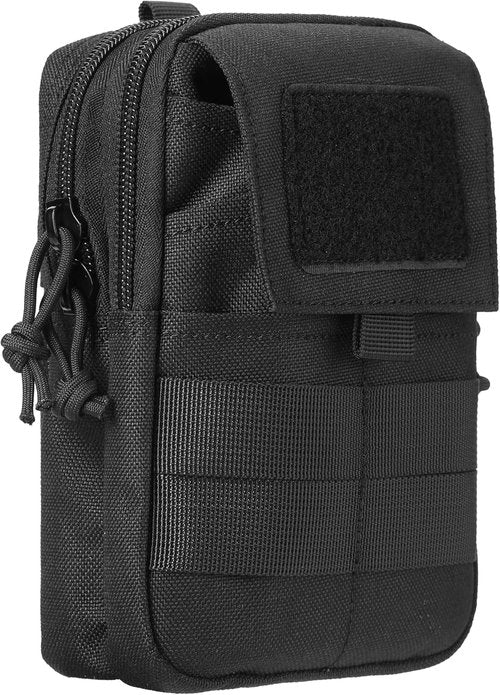 LefRight Tactical Molle Mobile Phone Belt Pouch - Slim Utility Waist Bag with Holster | Large Black