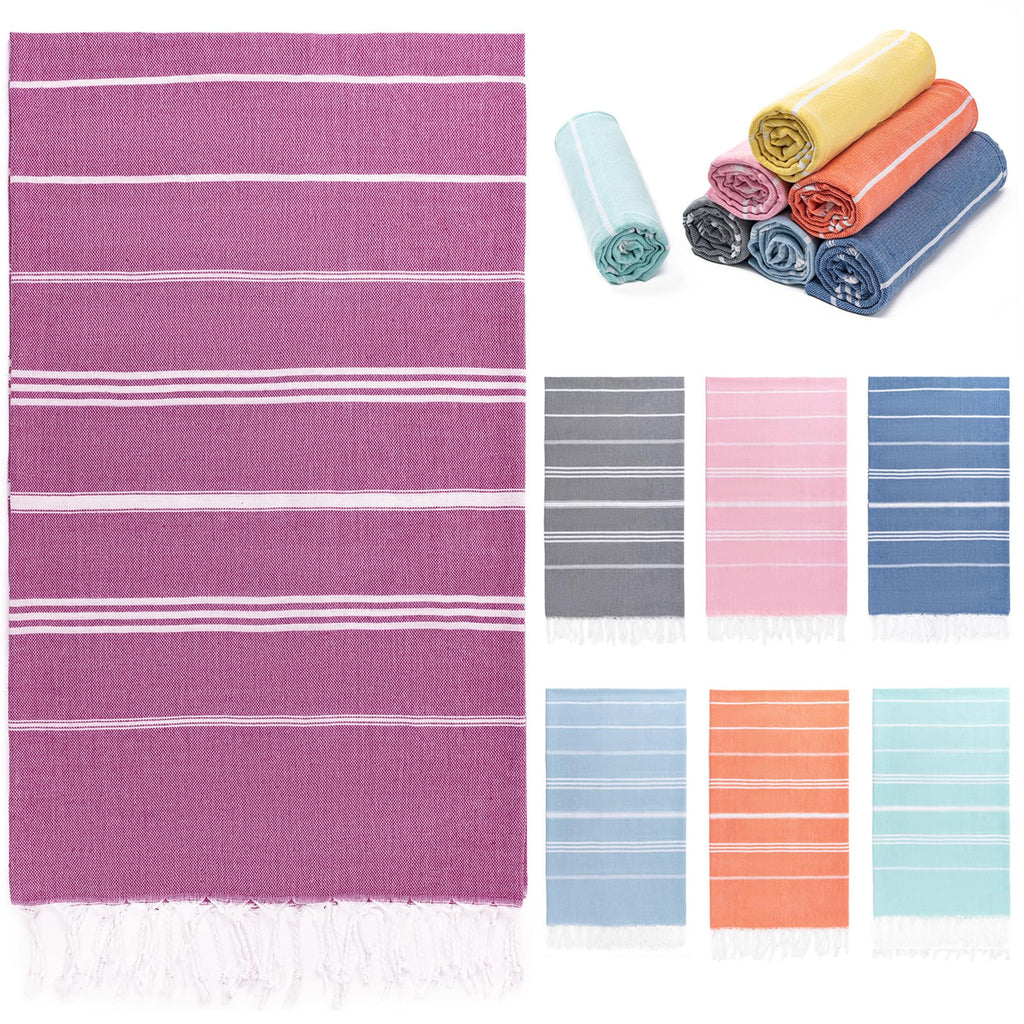 Aegero Turkish Beach Towel, 36"x71" Quick Dry Sand Free Oversized Bath Pool Swim Towel, Lightweight Travel Turkish Towels Vacation Essentials, Rose red